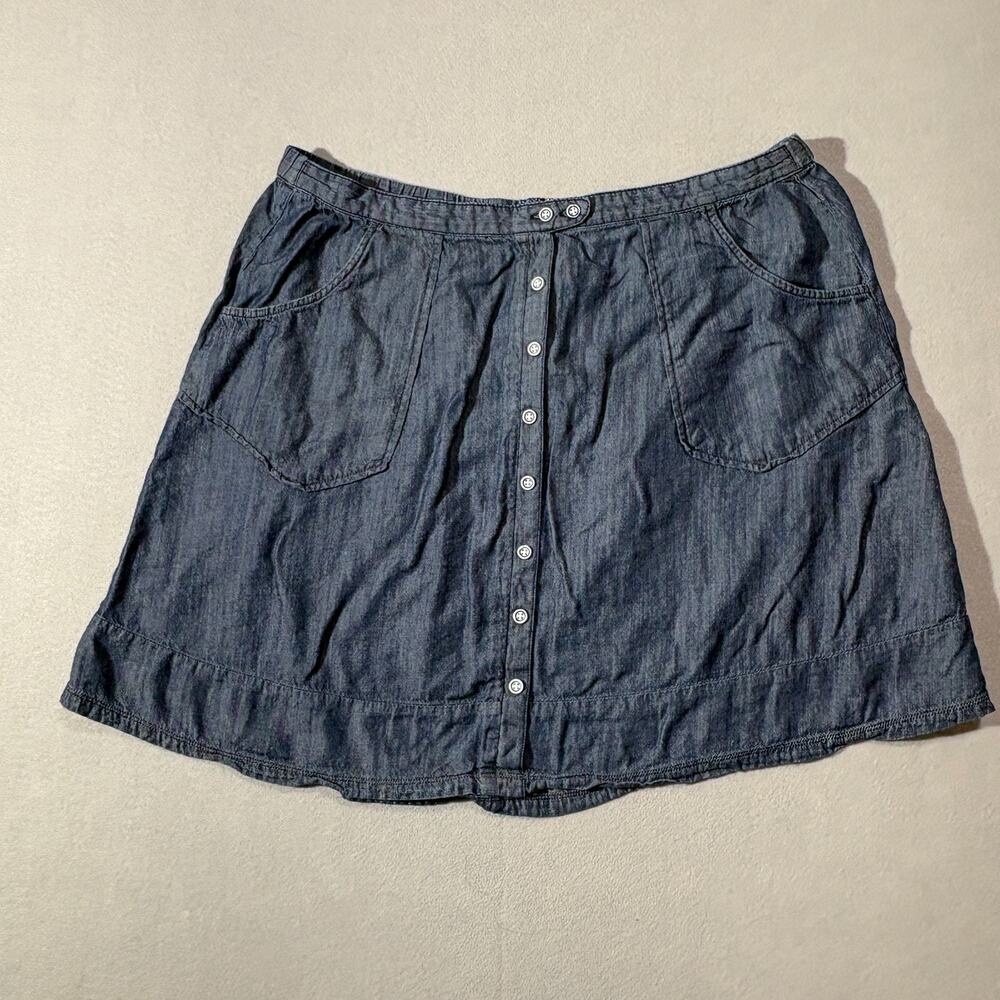 Democracy Denim Skirt Womens Size 14 Blue Button Up Chambray A-Line Casual